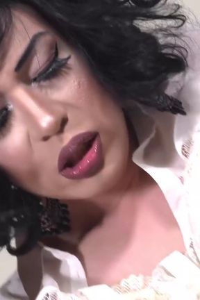 Horny tranny Lexxie Chantilly after masturbation pisses in a glass