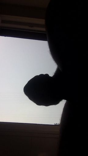 Handsome mature chubby with big fat masturbating against the light for you guys