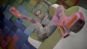 Ink-covered TEEN easing into a slow &mdash;  intense anal stretch