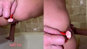 Sperm Drain 6. Blonde Lets Cum Out of Her Ass in Portion. Shower Solo!