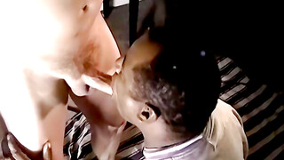 Bottom black dude readies his fat ass for giant white cock