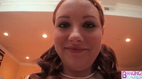 Redhead Rebecca Lane throats and titty fucks Mike Adriano's big dick