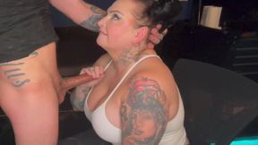 Thick big titty tattooed goth milf gets fucked till she squirts by her tattoo artist