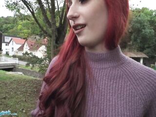 Public Agent Redhead Brit Shows Off Her Pierced Bazookas In Advance Of Basement Bang Creampie