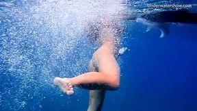 Horny sweet babe in the pool and lesbos sea at Tenerife