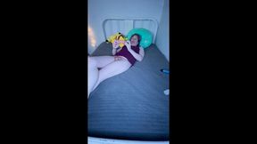 tgirl plays with her own clone a willy