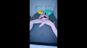 tgirl plays with her own clone a willy