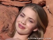 Petite Teen Little April Loves Playing With Herself Outdoors