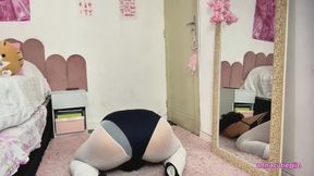 Chubby Ballerina Farting While Stretching After Class