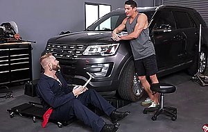 Jim Fit gets his juicy ass fisted by mechanic Josh Mikael