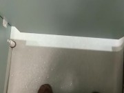 Risky, jerking off and cumming in a public toilet in middle of the day