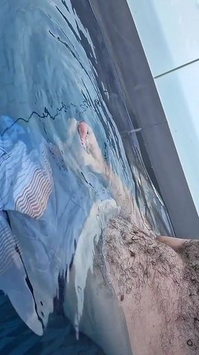 Stroking My Cock in the Pool