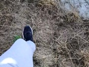risky outdoor jerk off behind the garages