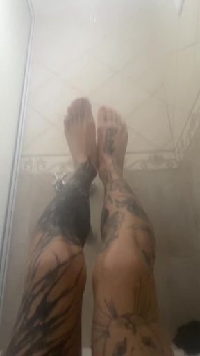 My Tatted Feets in Shower