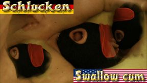 Blindfolded with open mouth