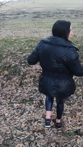 Blow-job in the Woods with My Husband Friend- Down-jacket Fetish 249