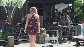 Young sexy siren in red vinyl gets fucked in every hole by horny gang of cocks
