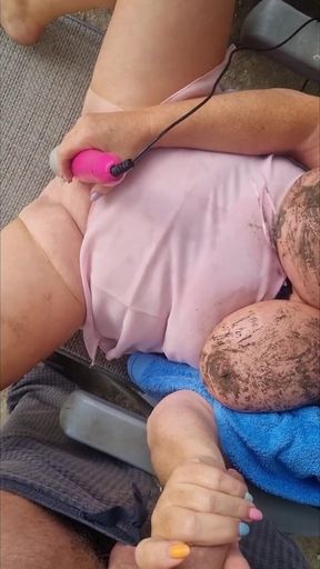 Mud Muddy Tits Outside Pink Babydoll Vibrator Pt2