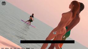 Stepbro Kissing His Stepsister Lips And Squeeze Her Big Ass In Beach