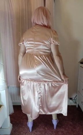 Crossdresser vintage satin dress