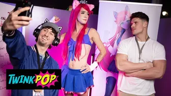 Femboy Axelle Rose sucks and rides Malik Delgatys big dick to cumshot on ass