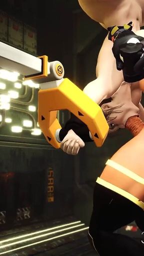 Busty Futa Sex Android with a Hude Dick Fucks Muscle Girl in the Lab
