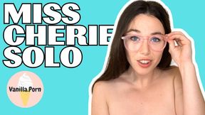 Glass Dildo Solo Masturbation by Brunette Babe with Nipple Clamps