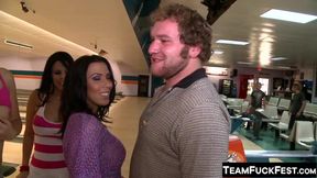 Naughty Pornstar babes pick up and fuck a lucky random dude