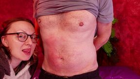 belly button fetish: playing with his tummy! raspberry fetish, spanking, licking, poking navel by shoe!