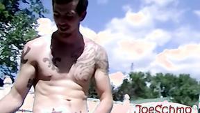 ”bareback fucking this tattooed dude hard til I cum in his butt”