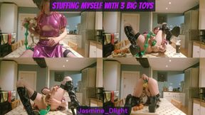 Jasmine dlight Stuffing Myself with 3 Massive Toys – Deep Anal Ball Play & Double Ended Dildo Insertion