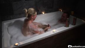 Couples Romantic Make Out Session In Bathtub & Cumswallow