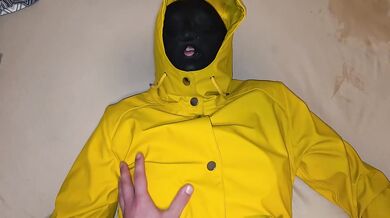Yellow Raincoat POV Fuck with Latex Mask