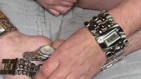 Wearing and playing with Guess heavy metal and Michael Kors watches