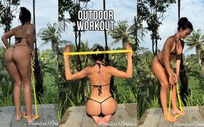 Outdoor Workout for Back, Arms and Ass in Micro Bikini