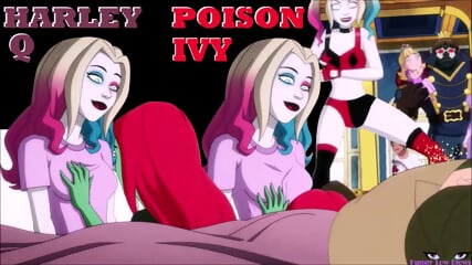 HARLEY QUINN & POISON IVY lesbian sex interrupted BALLBUSTING 2 nutshots anime kick in the balls