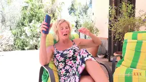 Rich busty mature MILF Mrs  Molly creampies handyman on terrace
