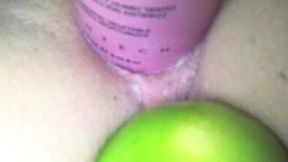 bottle in my pussy, plus lemon in my ass, almost!