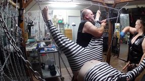 Part 3:- Lanista Bear &amp; Domina Satana takes Well-Hung in the dungeon for the first time.