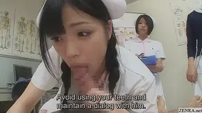 JAV nurses CFNM handjob blowjob demonstration Subtitled