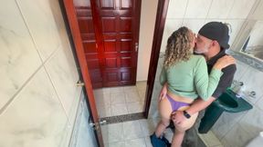 A relative rubs against his step-niece in the bathroom.