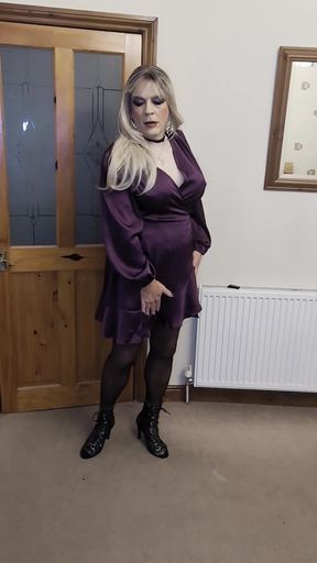 Purple Satin, Tits & Cum