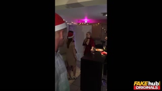 FAKEhub Originals Mad Xmas house party ends with redhead fucking young guy