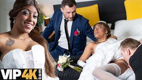 Gina, Vicky & Dwayne Wolf take turns getting nailed from behind while stories are told