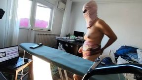 A sexy wife does yoga naked. Hairy brunette, big tits, big ass. Sexy wife with hairy hair dances naked.