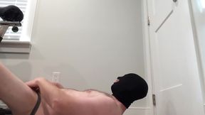 White Boy Slave Shoves Huge Black Dildo Up His Ass And Then Tries To Cum In His Own Mouth