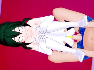 Tsuyu Asui wants to learn how to give a quick handjob, this chick wears her taut swimsuit (adult version)