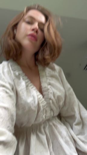 This t-girl's been with her balls loaded all day, and when she got home she decided to dump it straight into your mouth