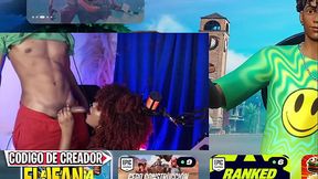 my stepsister interrupts me while I was playing fortnite live, to have hard sex