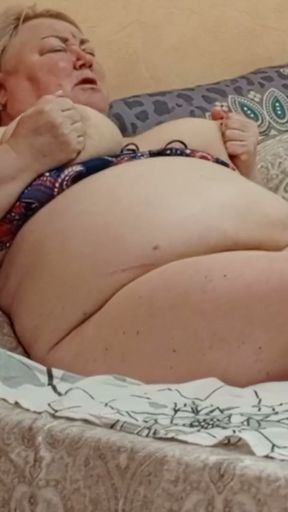 A friend masturbates her pussy in the evenings and rubs her big tits   Clip 3